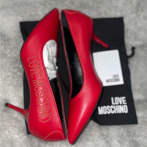 Exclusive NWT Love Moschino Studded Red Mid Heel. Size 8.5 - Picture 7 of 7